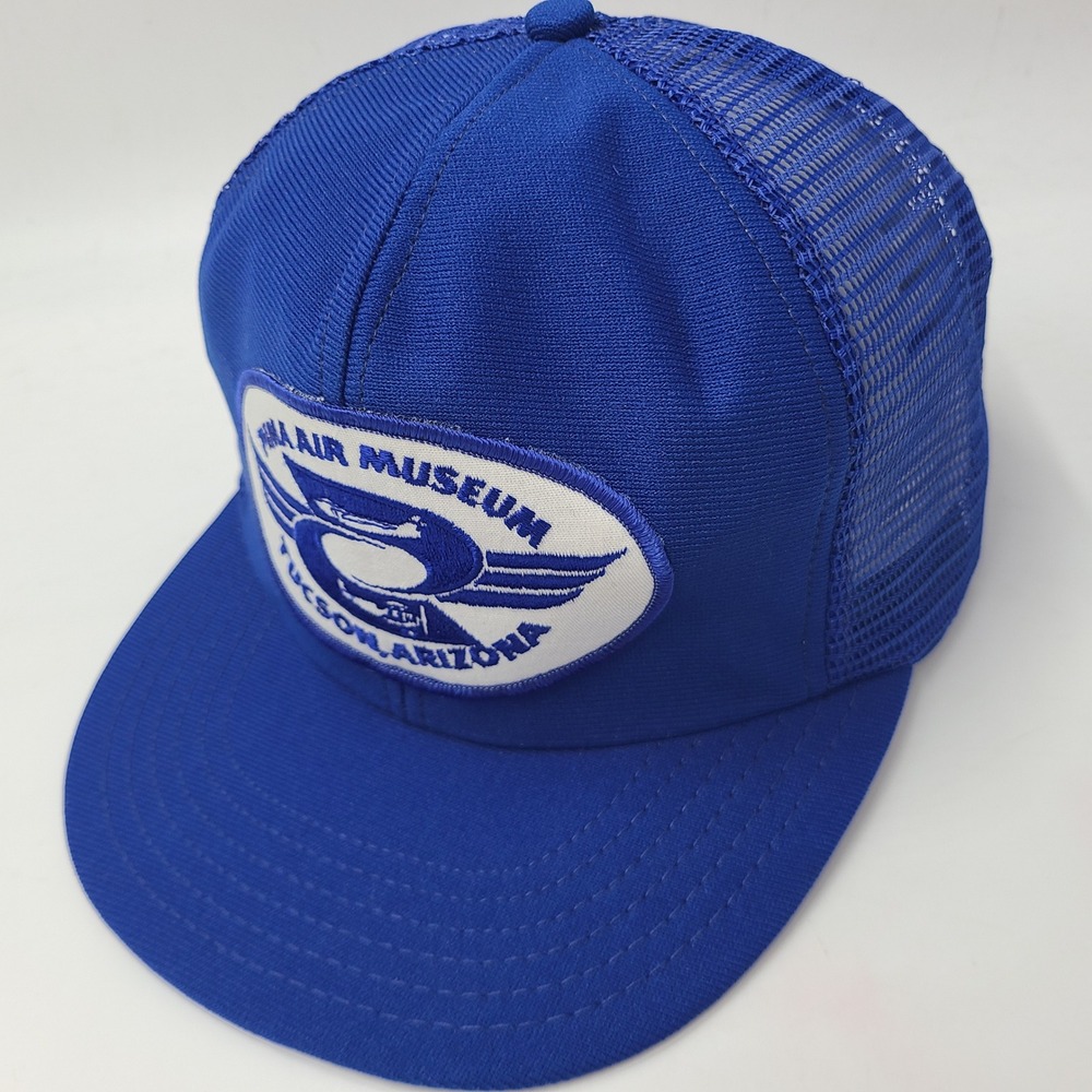 Vintage Pima Air Museum Hat Snapback Trucker Mesh Blue White Tucson Arizona Men